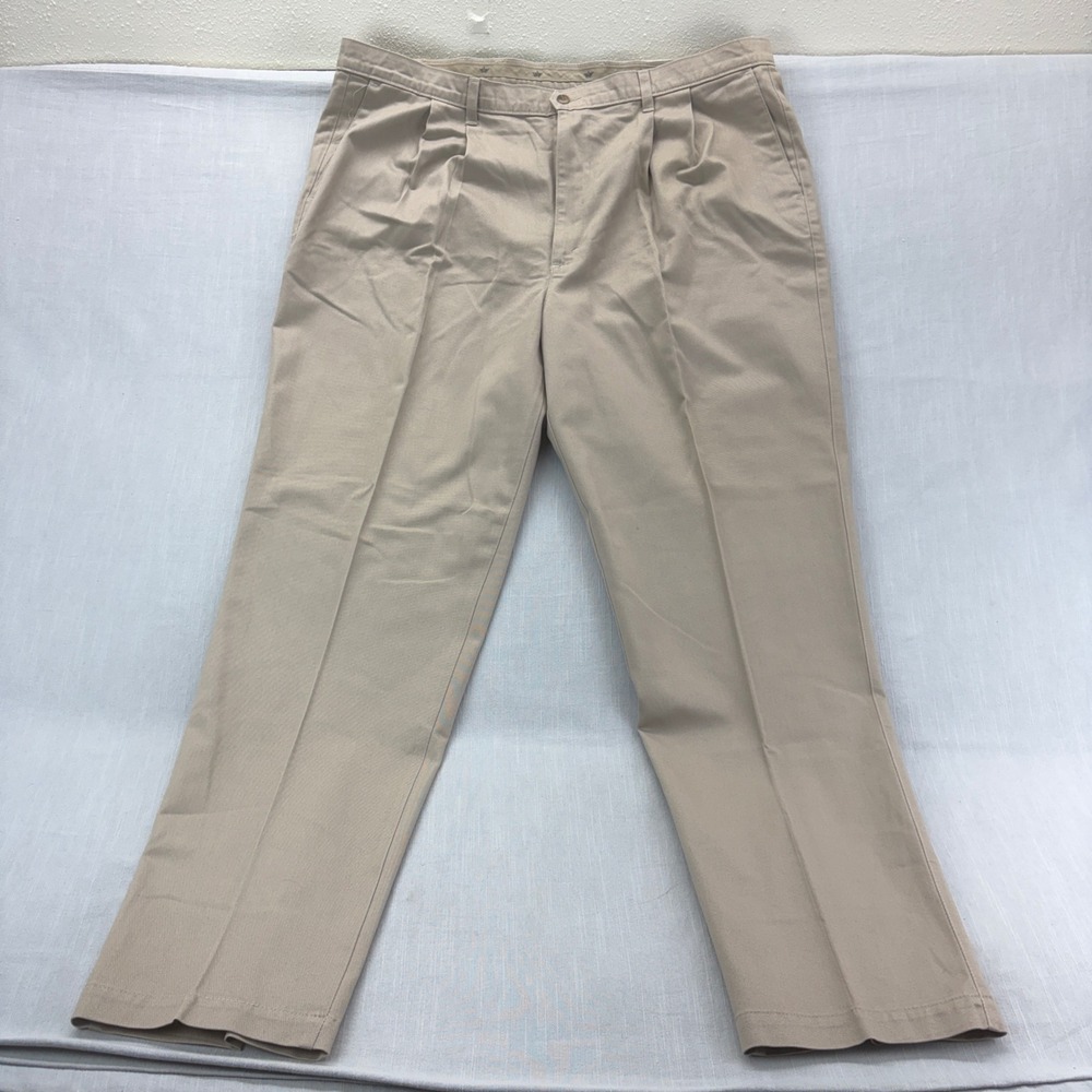 Dockers Pleated Chinos Mens 42x29 Classic Fit Khaki Tan Cotton Twill Pants